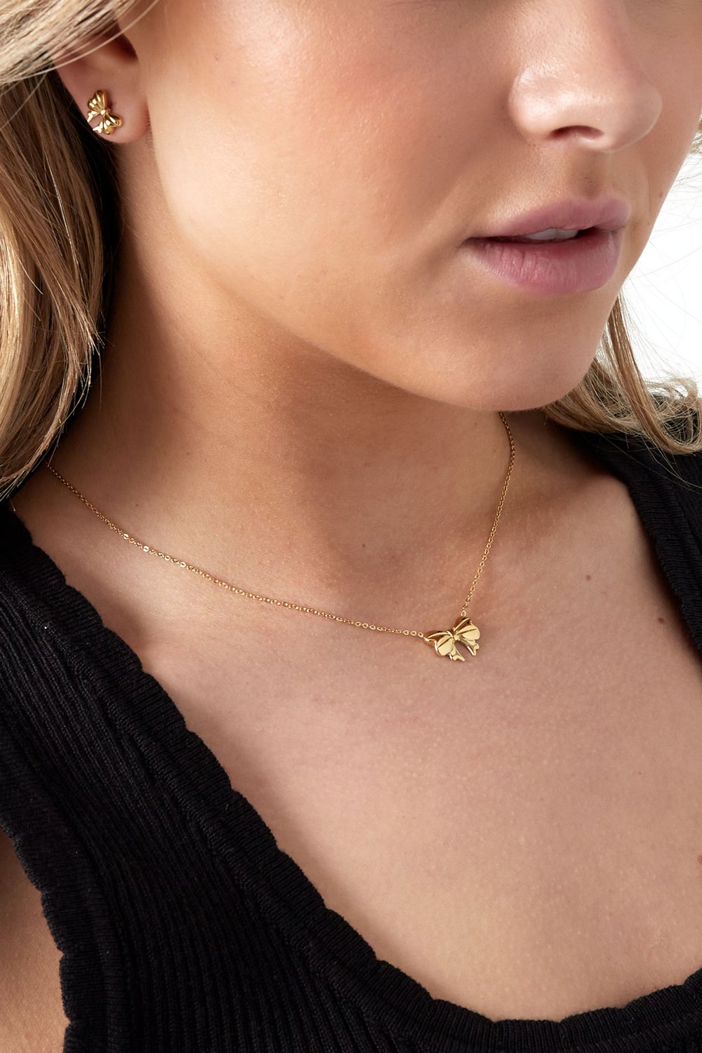 Thin chain with bow - Silver Color color h5Picture3